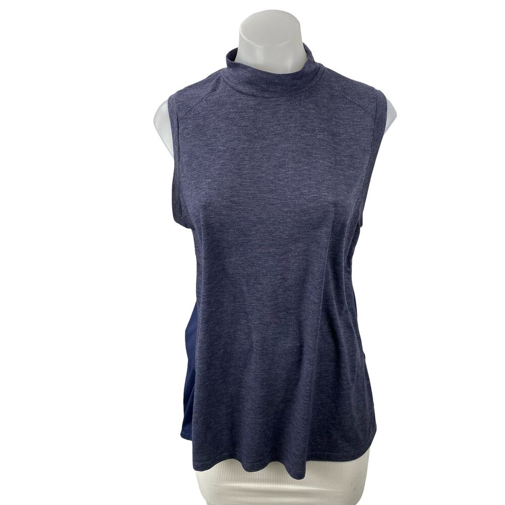 Champion Women's Navy Blue Mock Neck Sleeveless Open Back Athletic Tank Top L